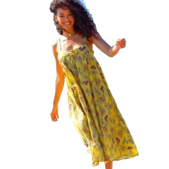 NATURAL LIFE Floral Midi Sun Dress Women Size S/XS Cotton - Picture 2 of 13